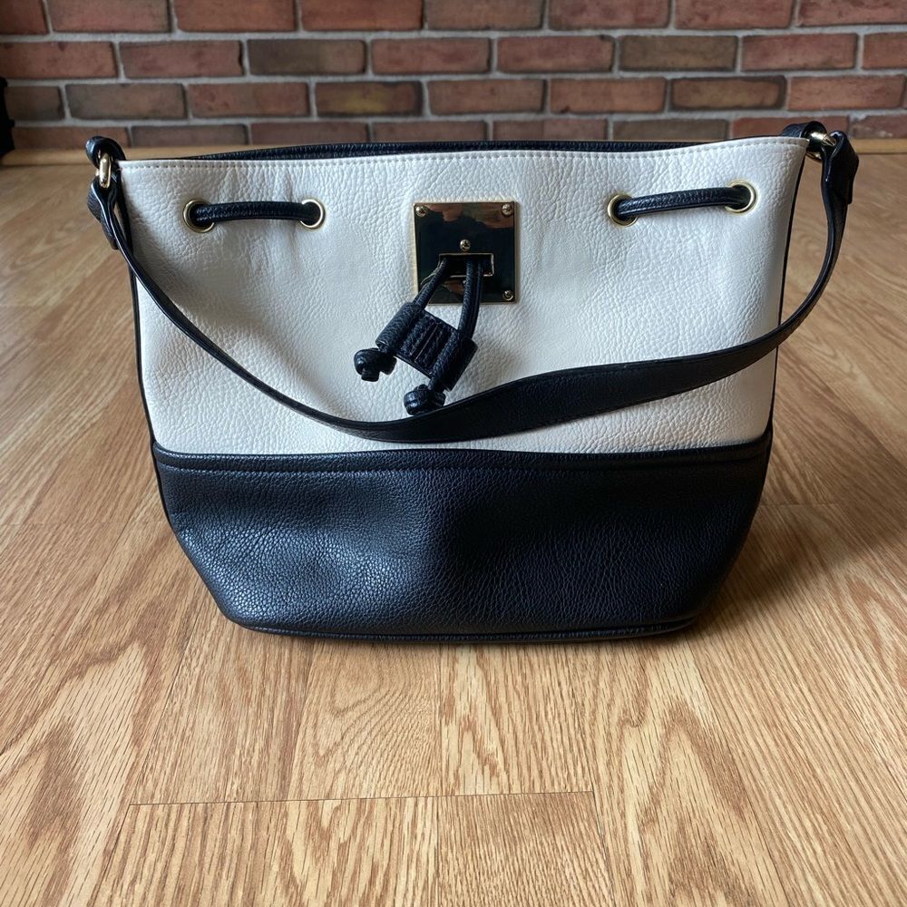Black, White, and Gold 100% PU Leather Faux Leather Purse